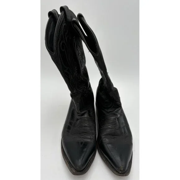 DAN POST Women's Cowboy Boots Black Snip On Pointed Toe Size 6M USA Great GUC - Picture 12 of 12